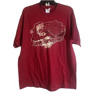 Harley Davidson T Shirt Santa Claus Christmas Red Size XL